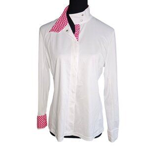 Dublin White Equestrian Competition Show Shirt English Riding Snap Front Sz XL
